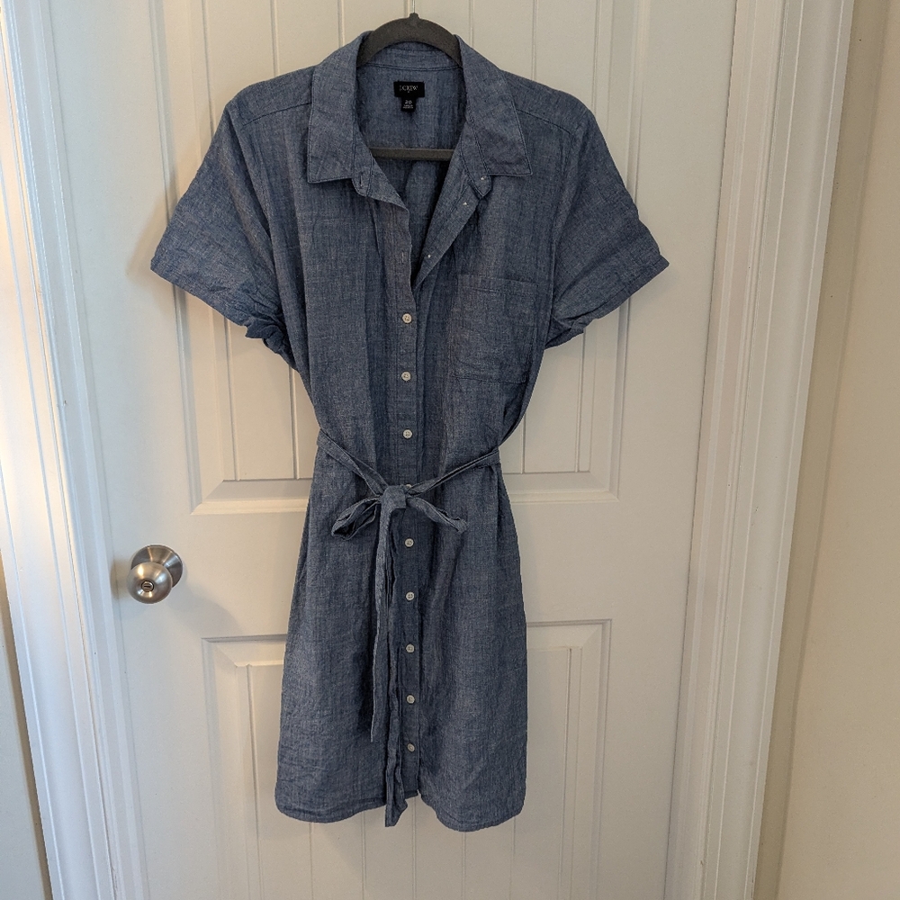 J Crew Blue Button-Up Shirt Dress size 20